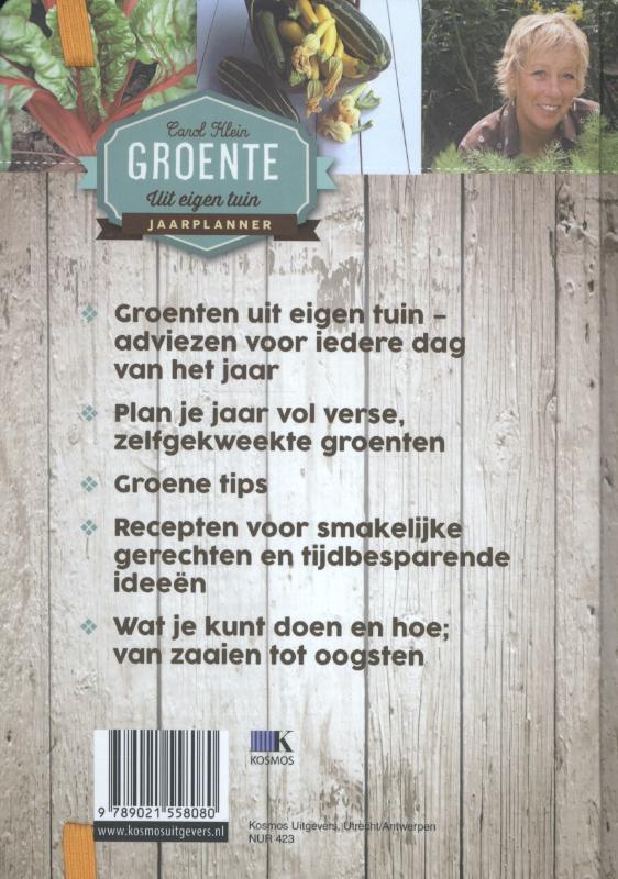 Achterkant van Groente uit eigen tuin jaarplanner
