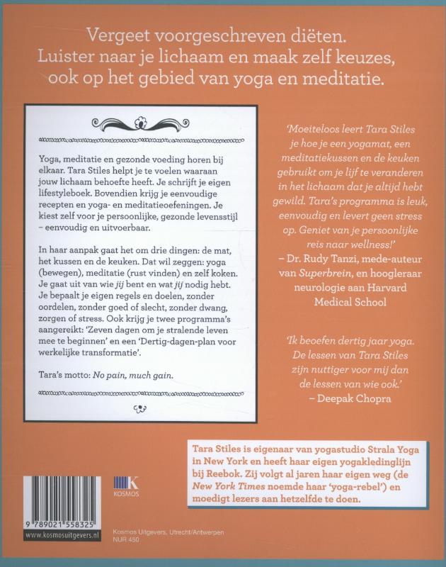 Achterkant van Powerfood, yoga en meditatie