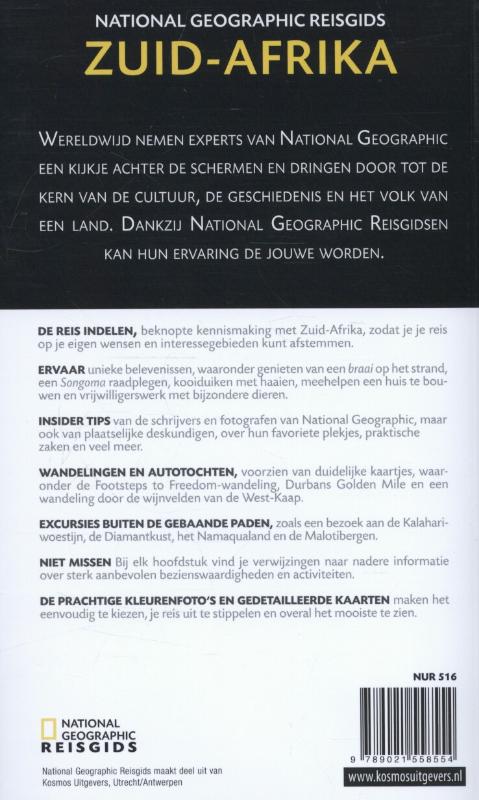 Achterkant van National Geographic reisgids Zuid-Afrika