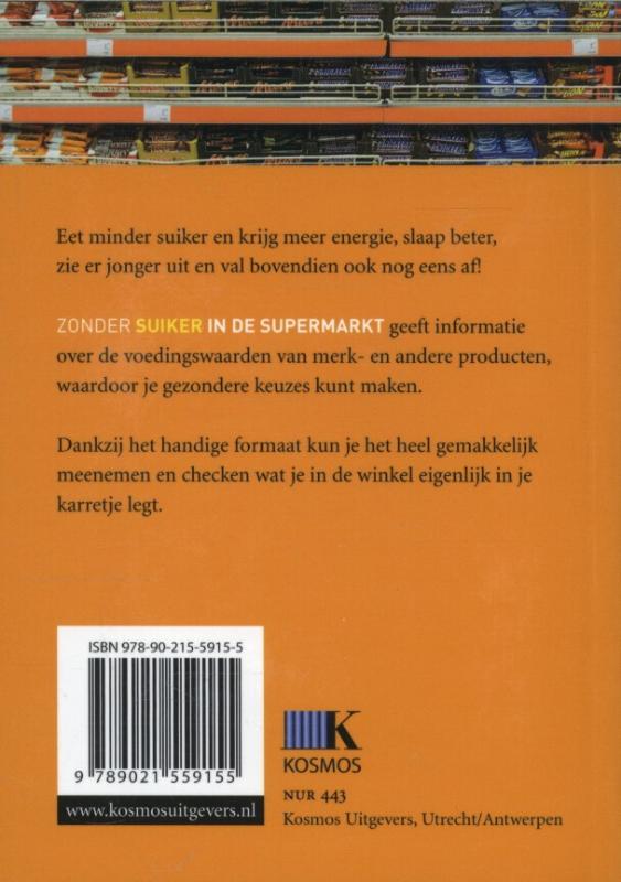 Achterkant van Zonder suiker in de supermarkt