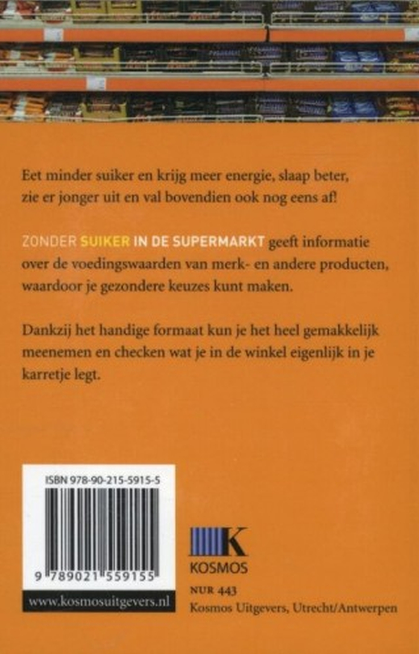 Achterkant van Zonder suiker in de supermarkt