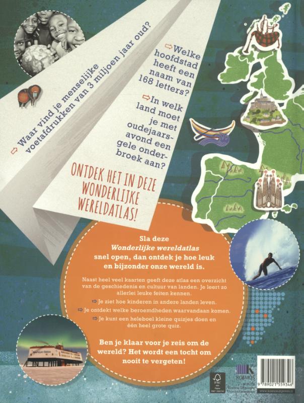 Achterkant van Lonely Planet wonderlijke wereldatlas
