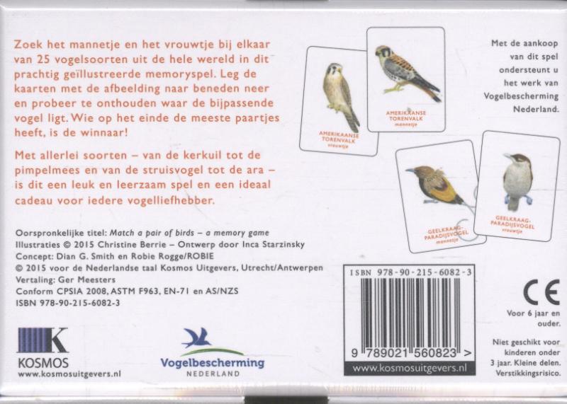 Achterkant van Vogelmemory