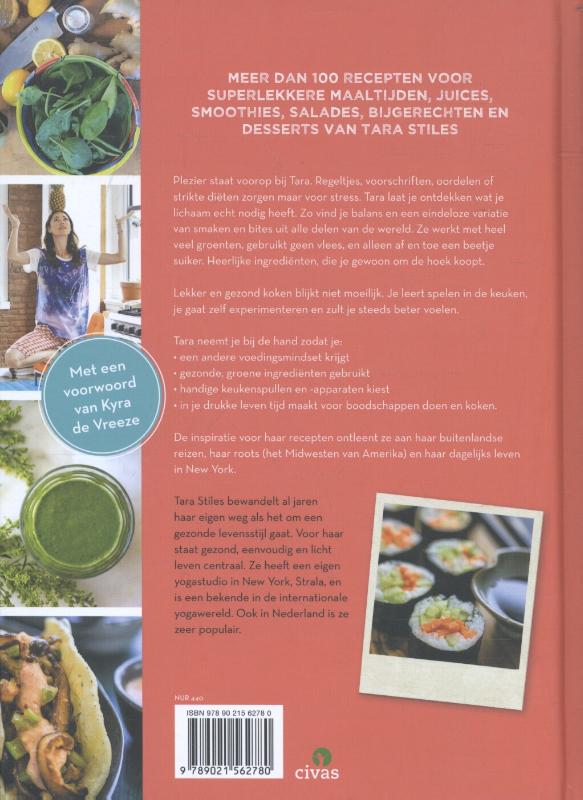 Achterkant van Tara stiles'kookboek civas editie