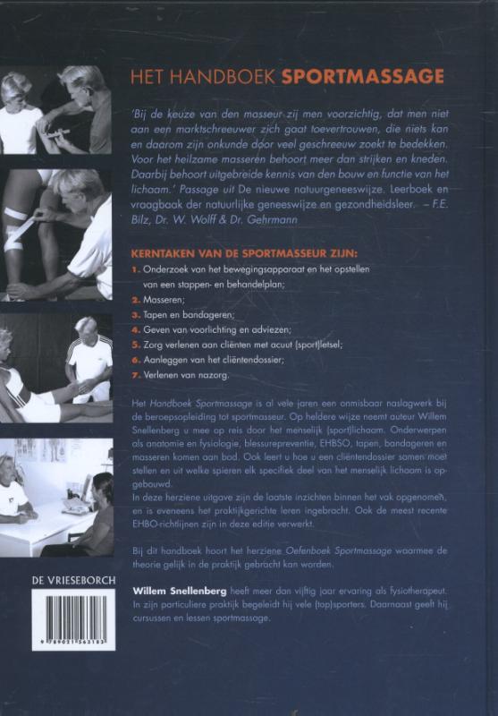 Achterkant van Handboek sportmassage basisboek