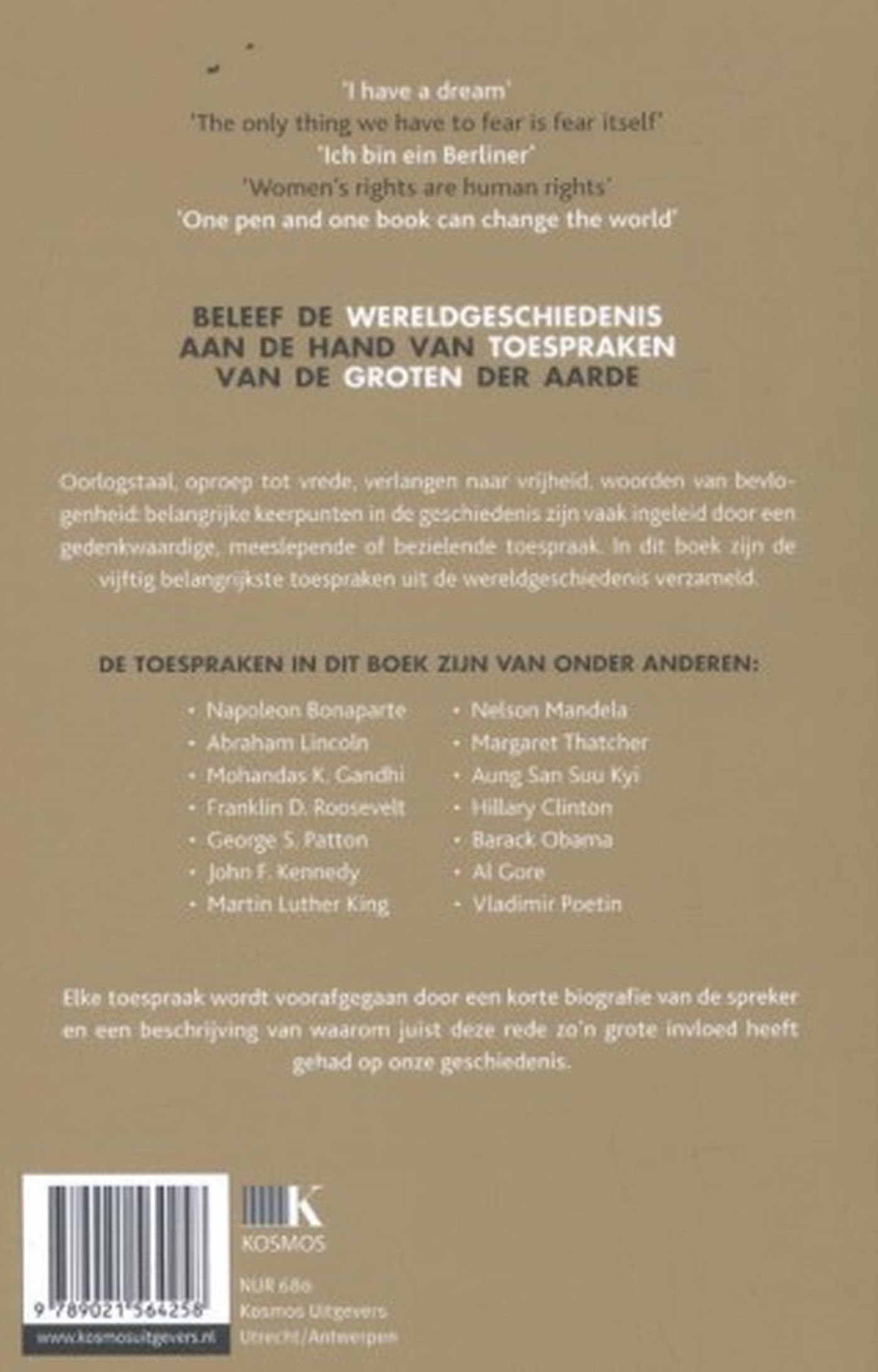 Achterkant van Toespraken die de wereld veranderden