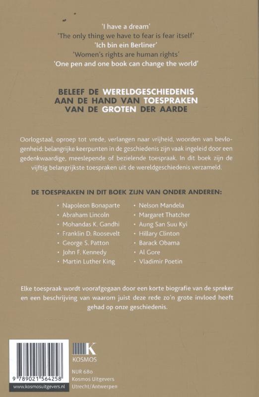 Achterkant van Toespraken die de wereld veranderden