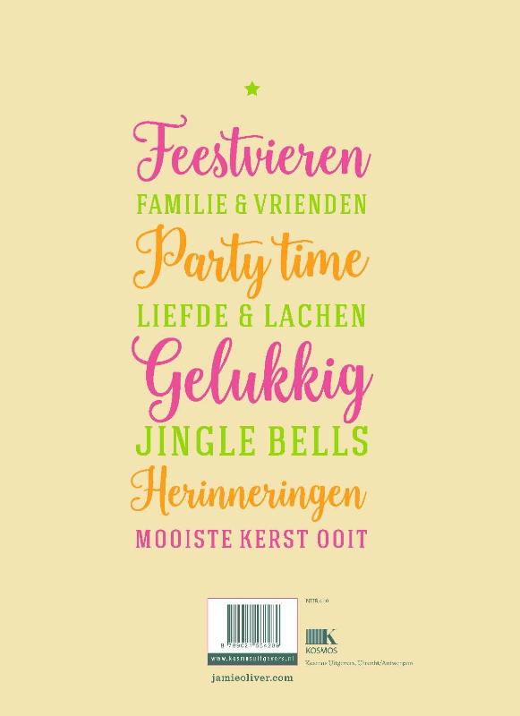 Achterkant van Jamie Oliver's kerstkookboek
