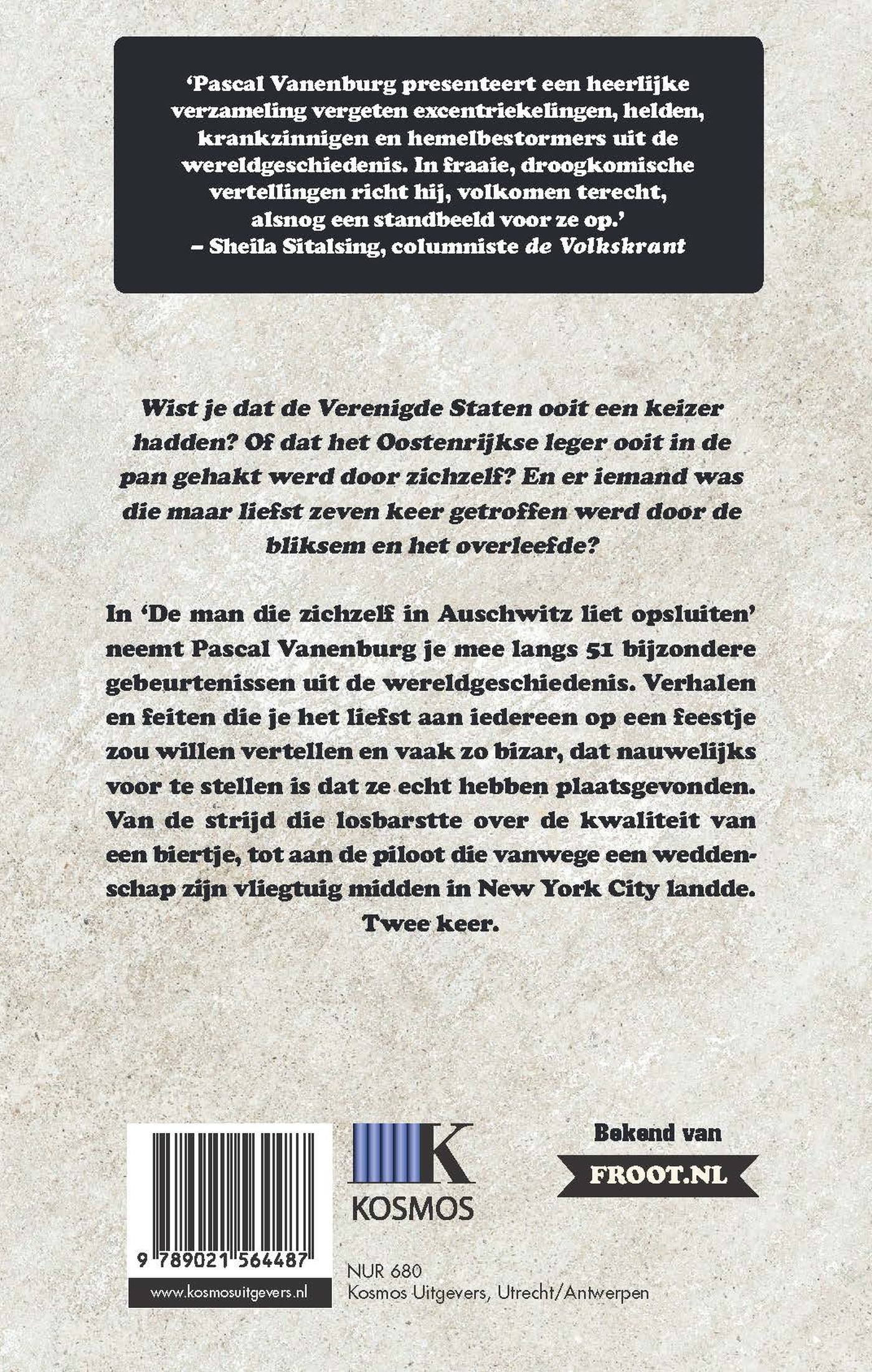 Achterkant van De man die zichzelf in Auschwitz liet opsluiten