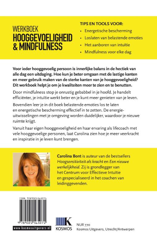 Achterkant van Werkboek Hooggevoeligheid & Mindfulness