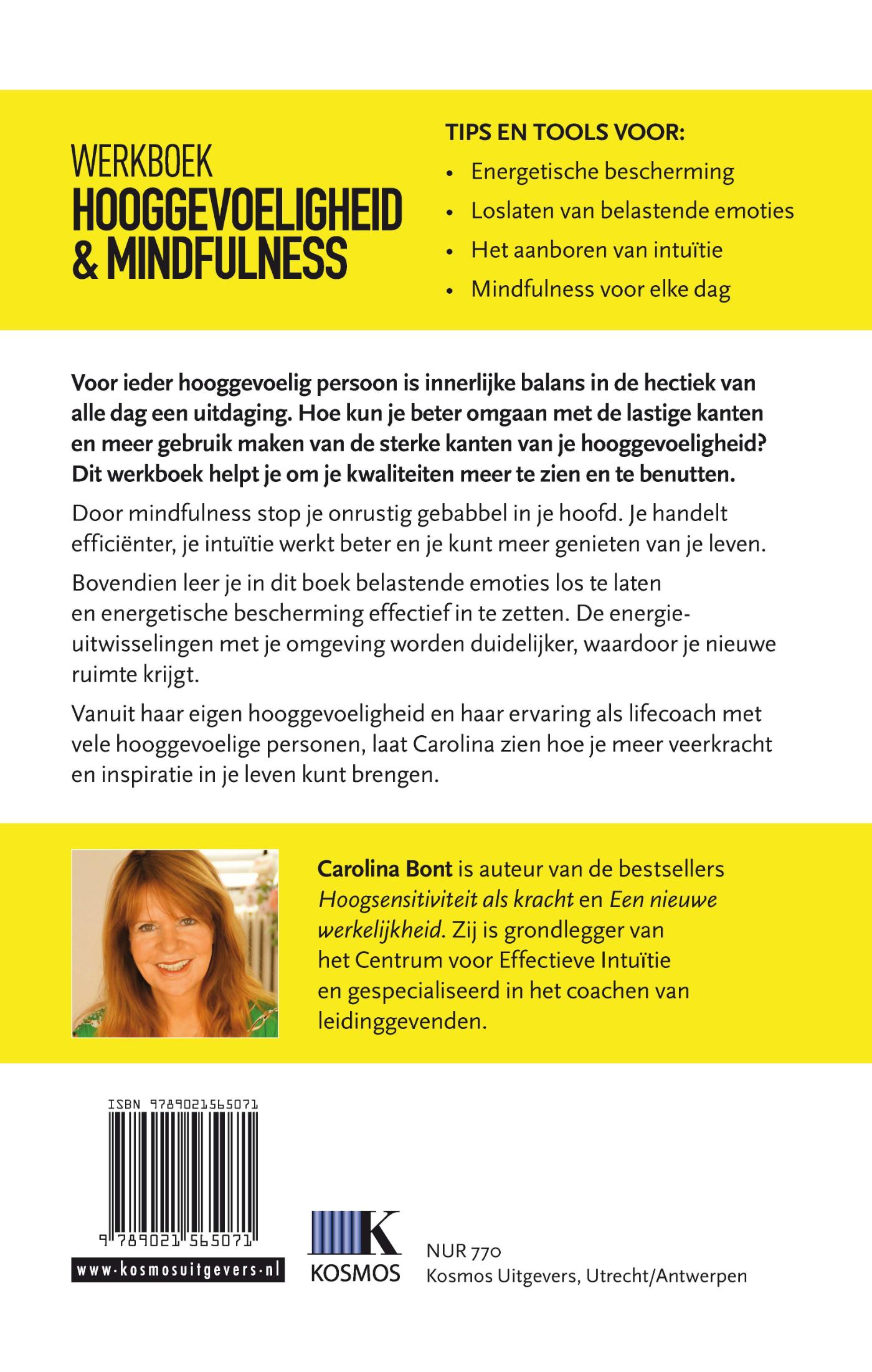 Achterkant van Werkboek Hooggevoeligheid & Mindfulness
