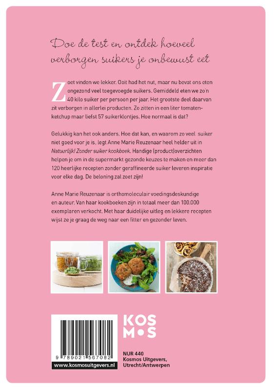 Achterkant van Natuurlijk! Zonder suiker kookboek