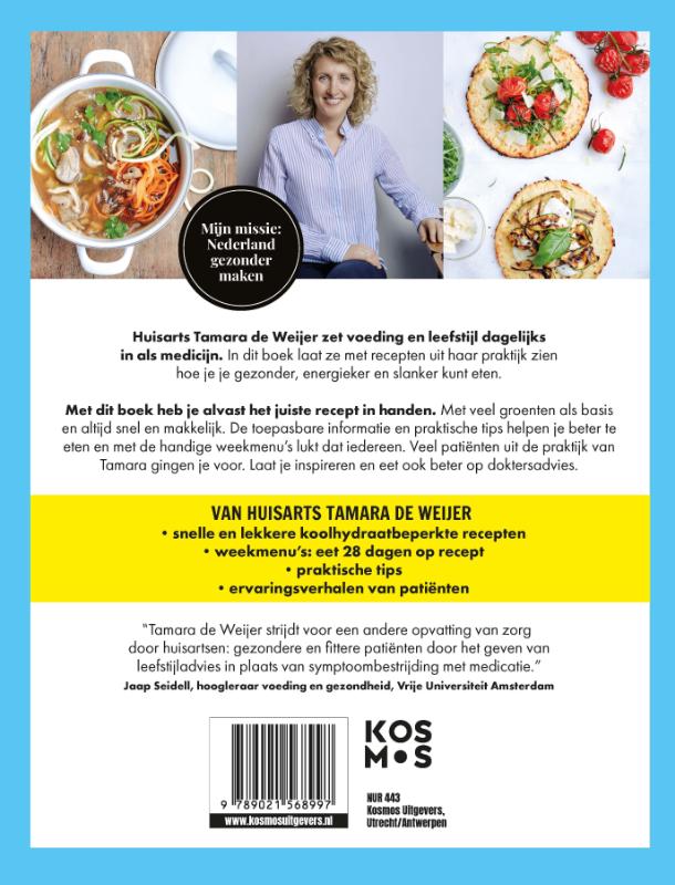 Achterkant van Eet beter in 28 dagen met huisarts Tamara de Weijer