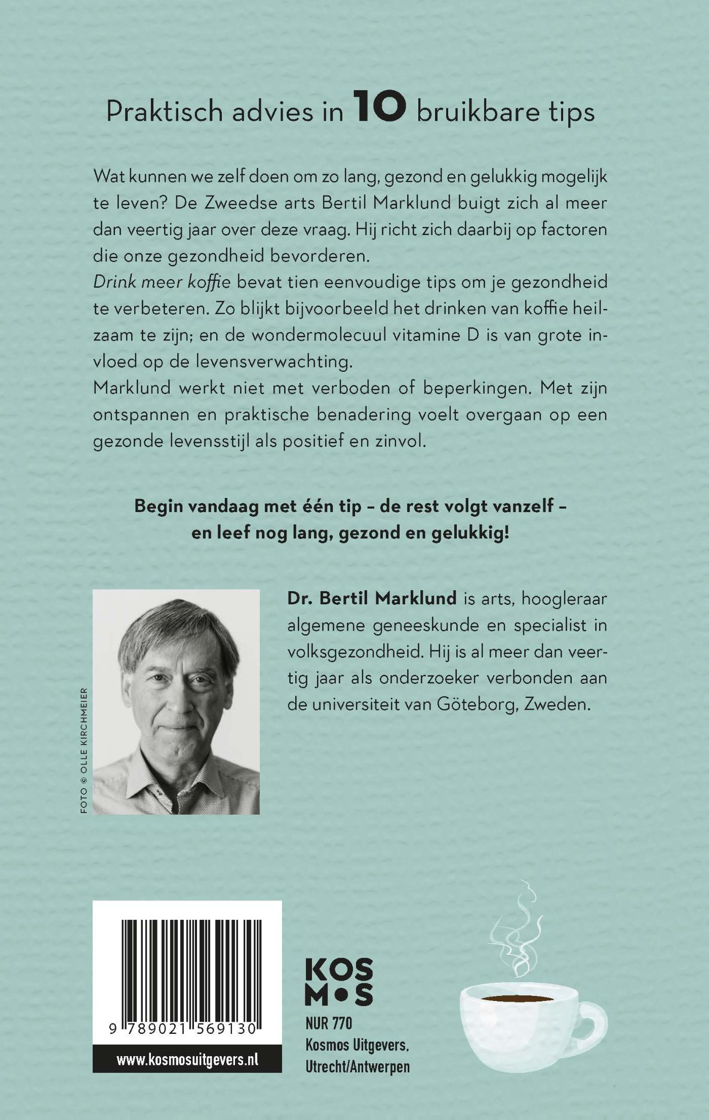 Achterkant van Drink meer koffie