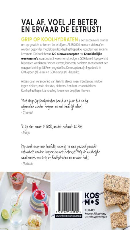Achterkant van Grip op koolhydraten Snelle en makkelijke weekmenu's
