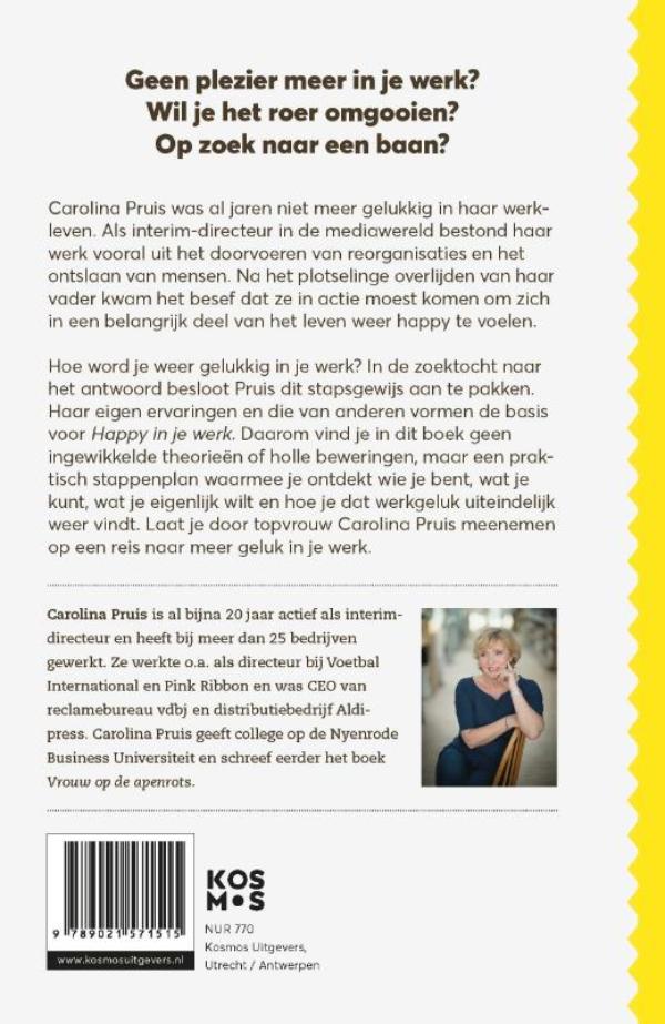 Achterkant van Happy in je werk