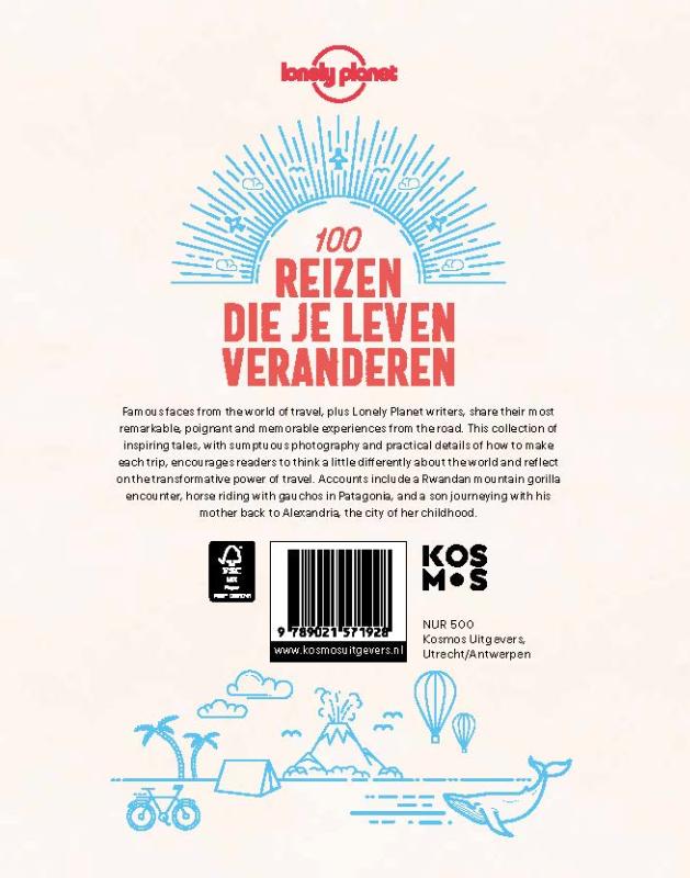 Achterkant van Lonely Planet 100 reizen die je leven veranderen
