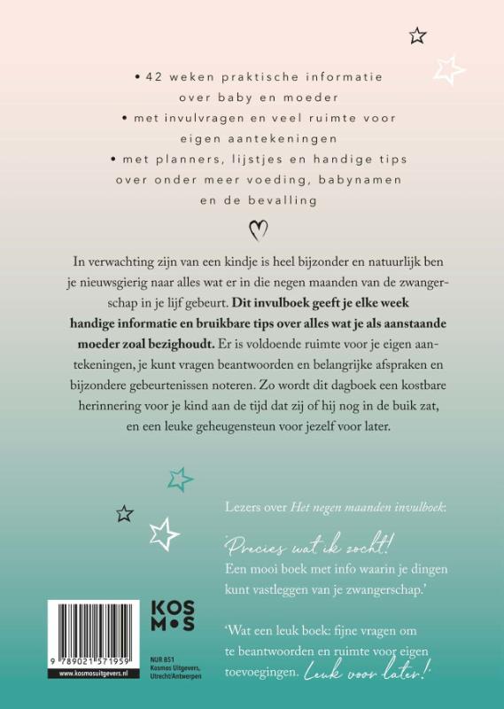 Achterkant van Het negen maanden invulboek