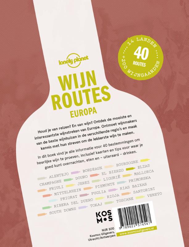 Achterkant van Wijnroutes Europa