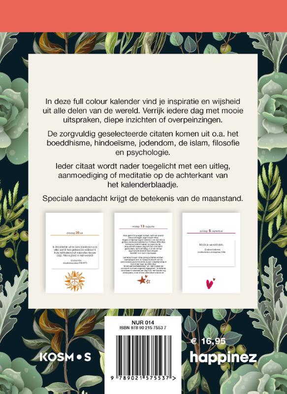Achterkant van Happinez Spirituele scheurkalender 2021