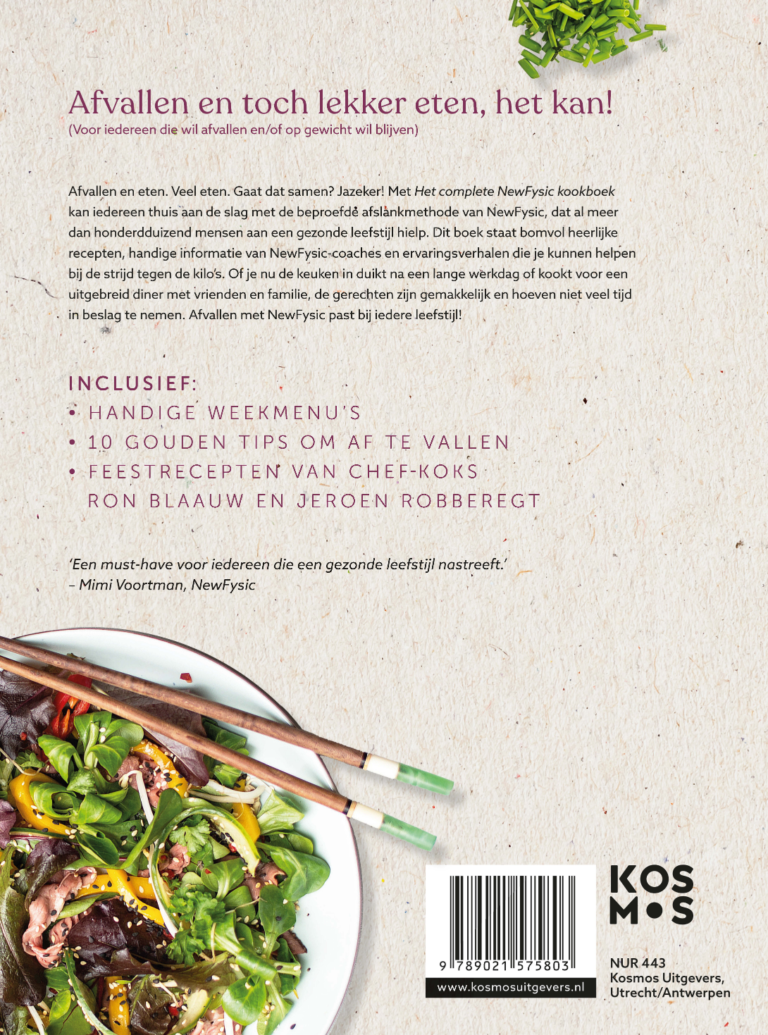 Achterkant van Het complete NewFysic Kookboek