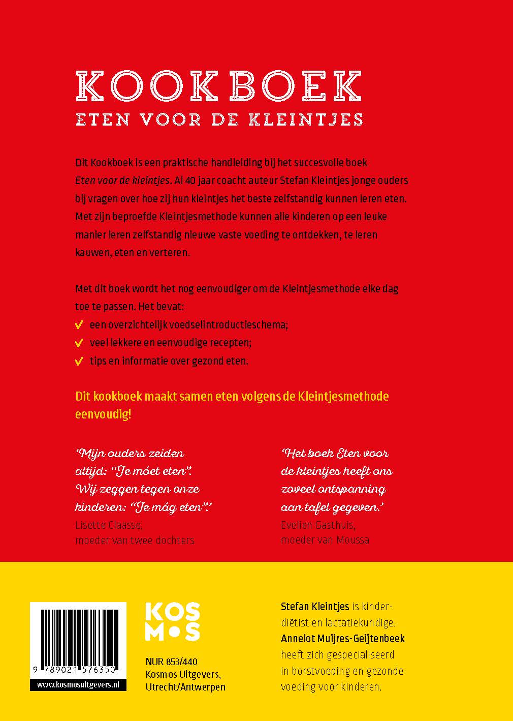 Achterkant van Kookboek eten voor de kleintjes