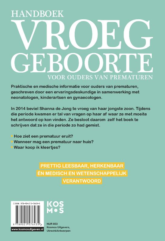 Achterkant van Handboek vroeggeboorte - voor ouders van prematuren