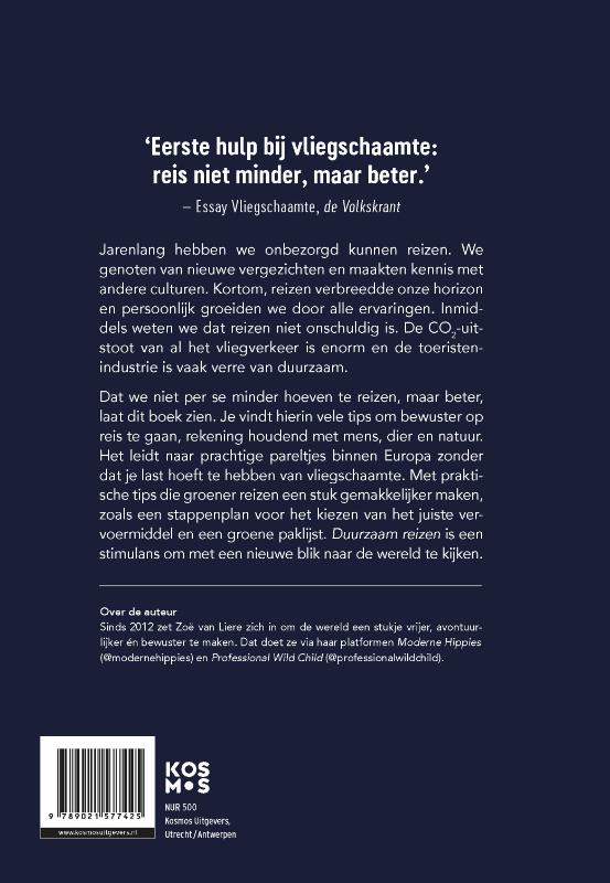 Achterkant van Duurzaam reizen