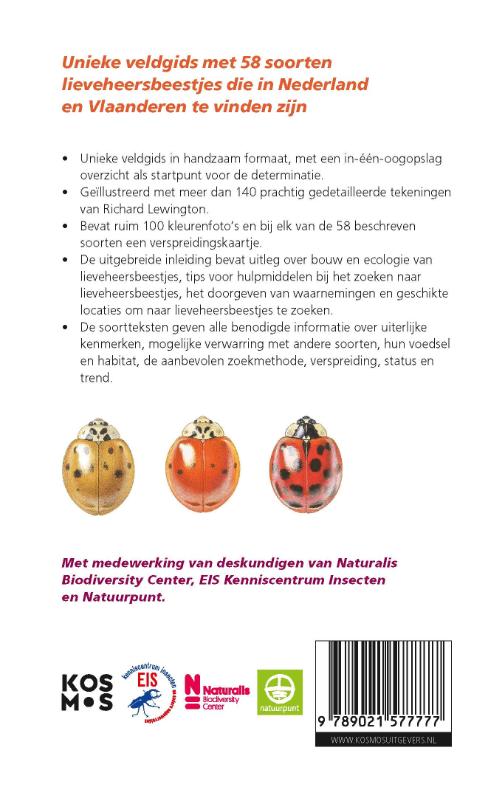 Achterkant van Veldgids lieveheersbeestjes voor Nederland en Vlaanderen