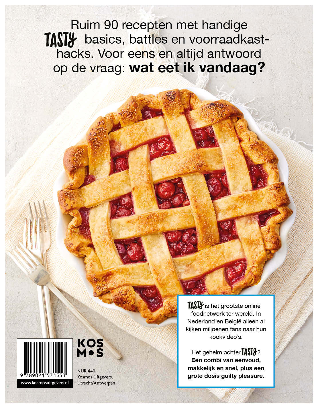 Achterkant van Tasty Kookboek