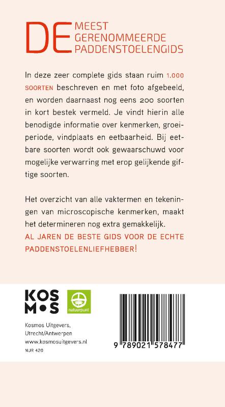 Achterkant van De grote paddenstoelengids voor onderweg