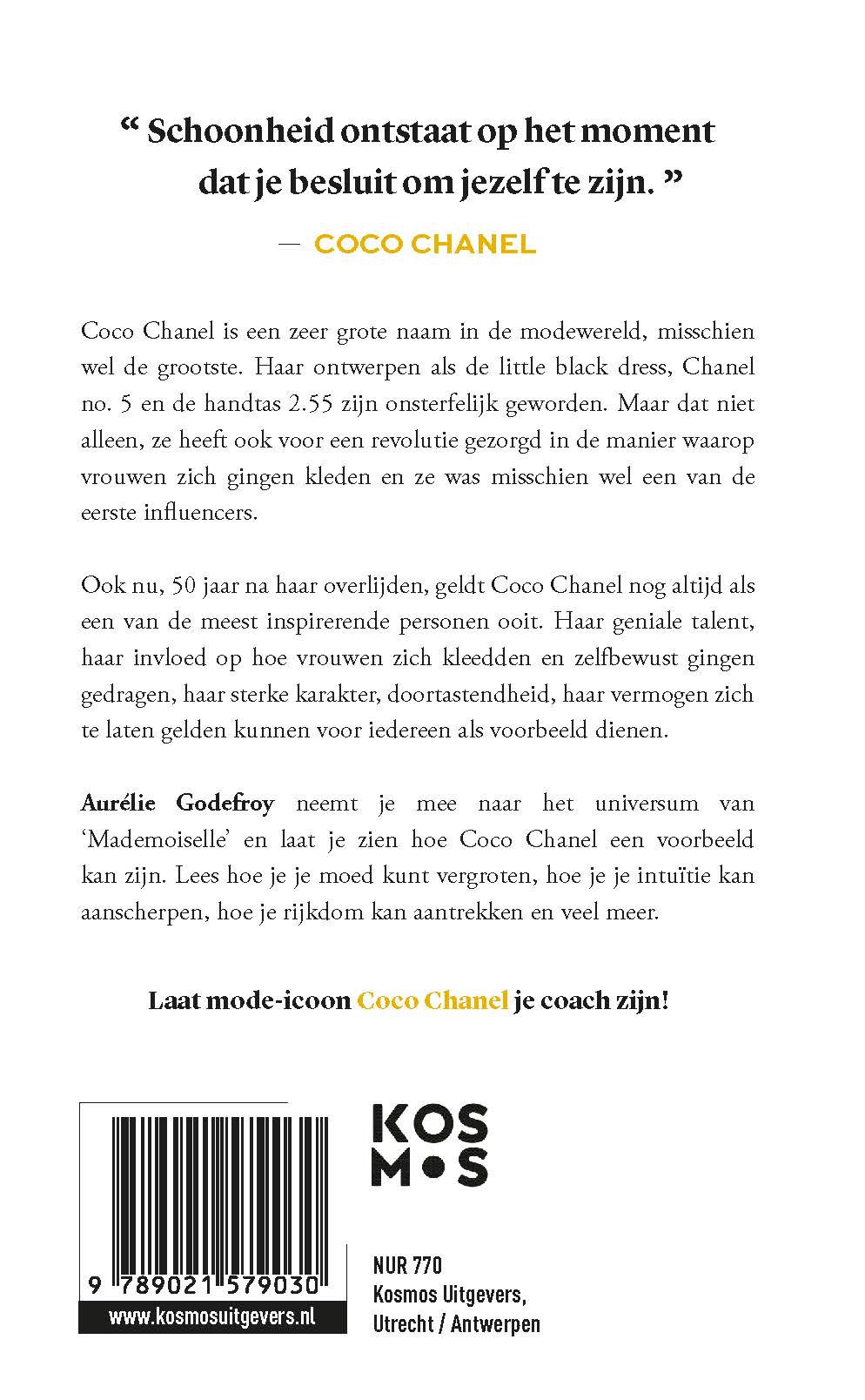 Achterkant van Doe en denk als Coco Chanel