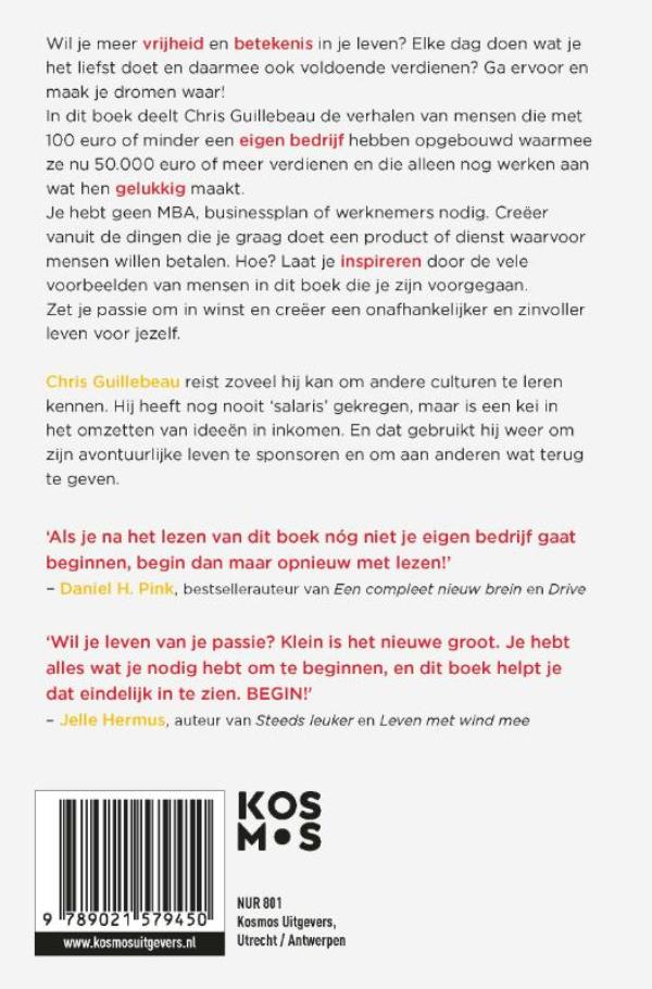 Achterkant van De 100 euro Startup