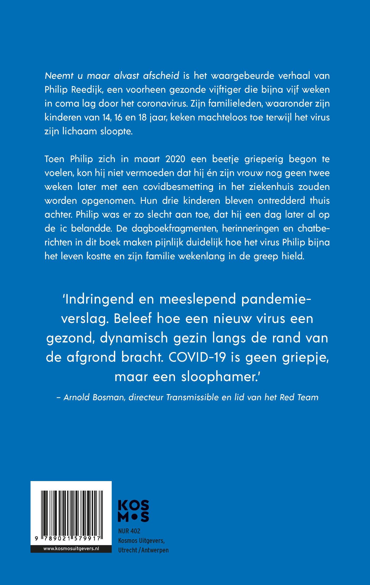 Achterkant van Neemt u maar alvast afscheid