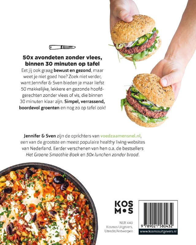 Achterkant van 50x avondeten zonder vlees