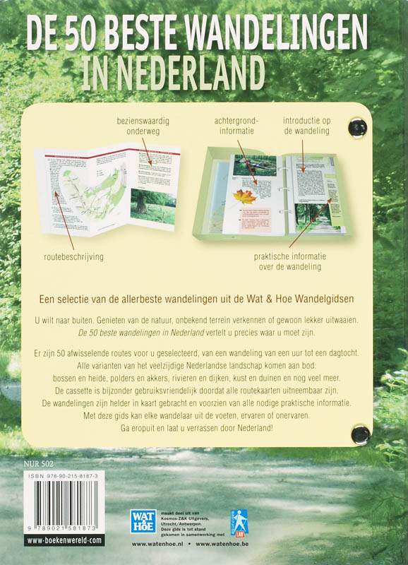 Achterkant van De 50 beste wandelingen in Nederland