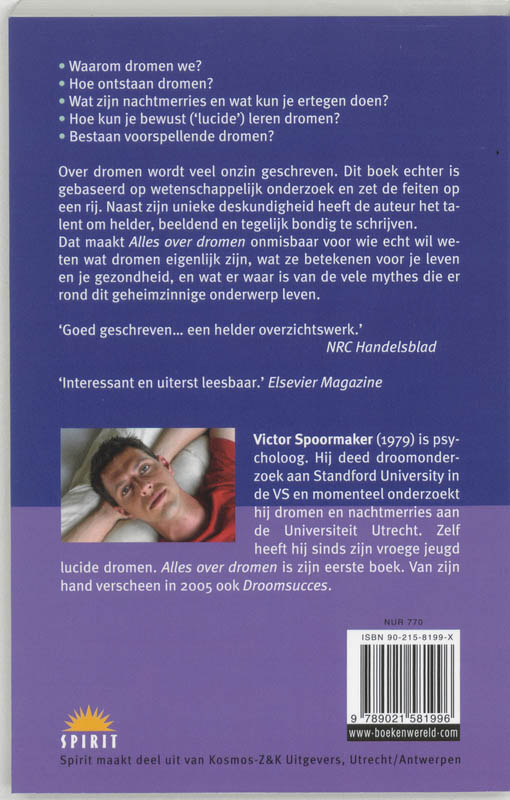 Achterkant van Alles over dromen