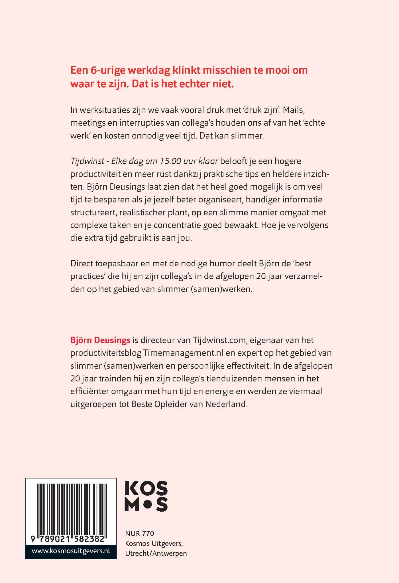 Achterkant van Tijdwinst - Elke dag om 15.00 uur klaar