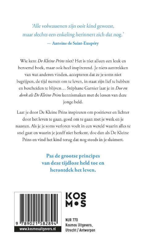 Achterkant van Doe en denk als De Kleine Prins