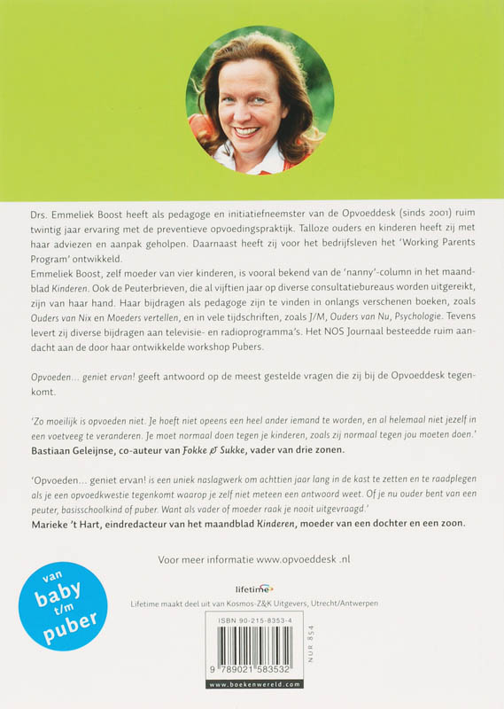 Achterkant van Opvoeden, geniet ervan!