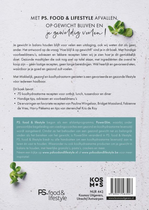 Achterkant van Makkelijk, gezond en koolhydraatarm genieten