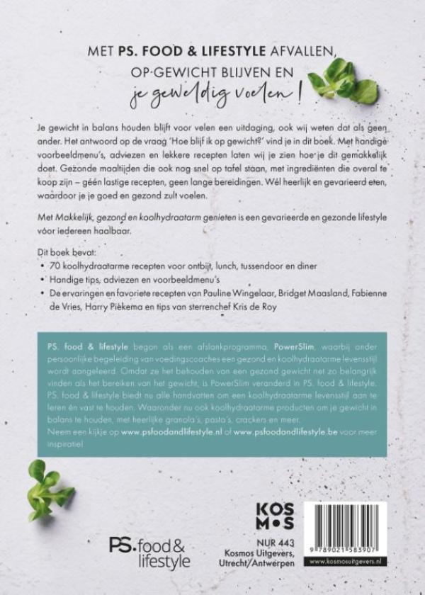Achterkant van Makkelijk, gezond en koolhydraatarm genieten