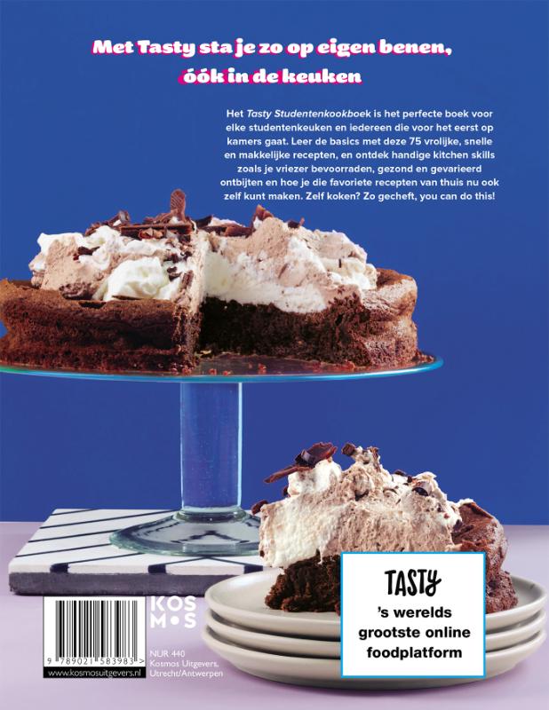 Achterkant van Tasty Studentenkookboek