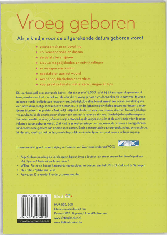 Achterkant van Vroeg geboren