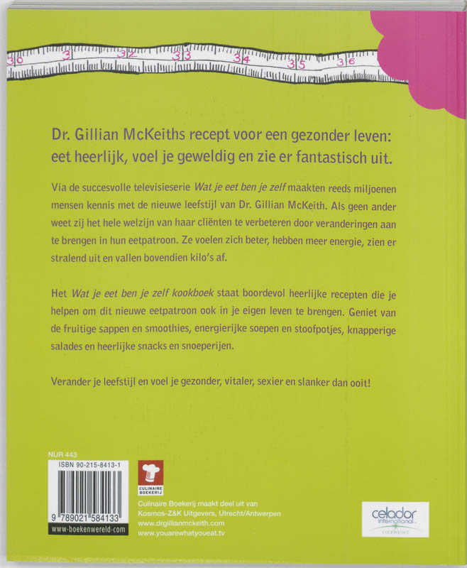 Achterkant van Kookboek wat je eet ben je zelf