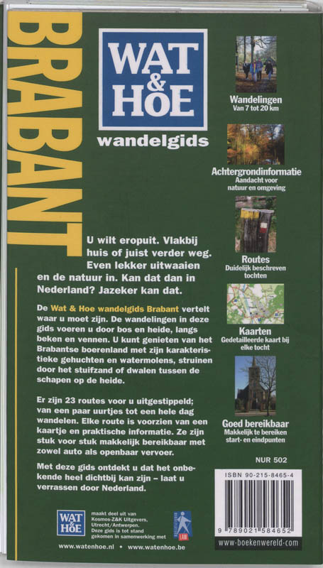 Achterkant van Wat & Hoe wandelgids Brabant