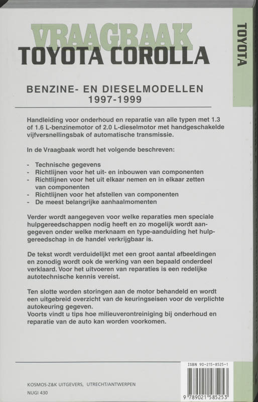 Achterkant van Benzine- en dieselmodellen 1997-1999