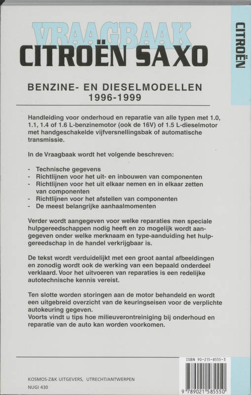 Achterkant van Benzine- en dieselmodellen 1996-1999