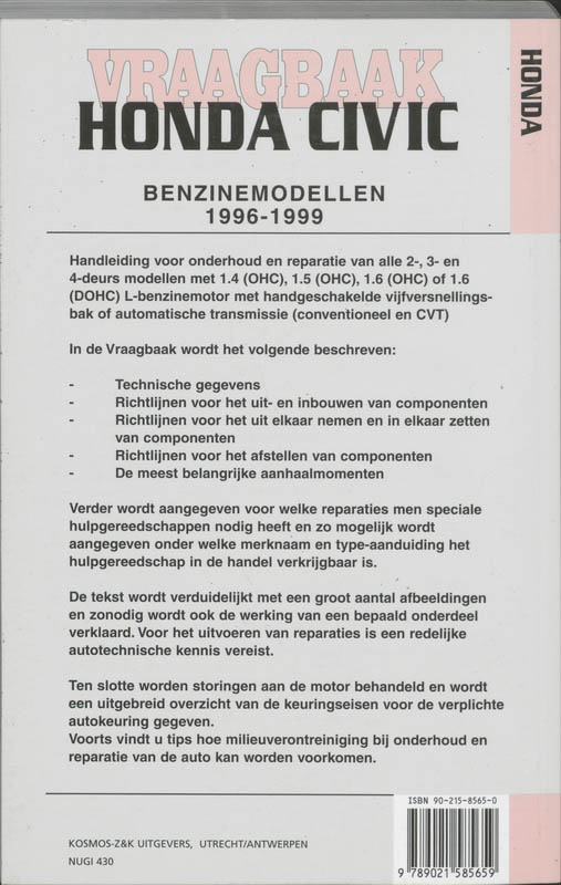 Achterkant van Benzine- en dieselmodellen 1996-1999