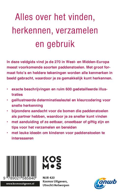 Achterkant van ANWB Paddenstoelengids